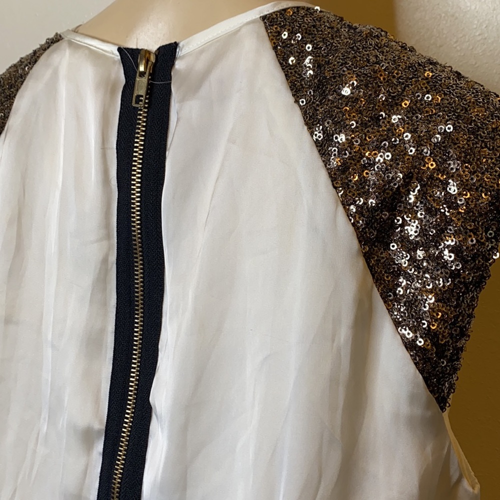 GB SEQUIN BLACK  IVORY BRONZE DRESS SZ 10 - Picture 6 of 8